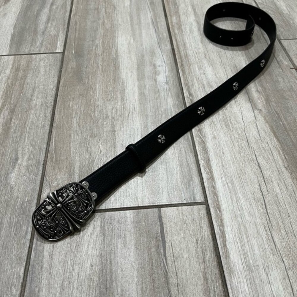 Chrome Hearts Black Leather Belt